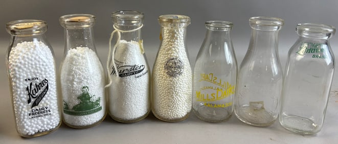 Lot 7 Michigan Dairy Bottles Lenawee Savery's Dexter Mills Kalamazoo Lone Pine