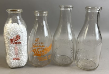 Lot 4 Glass Milk Bottles McCalla Ypsillanti Dairy Superior Ann Arbor