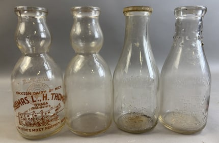 Lot 4 Milk Bottles Haxson Dairy Thomas Bruning Rogers City Alpena CO-OP Creamery