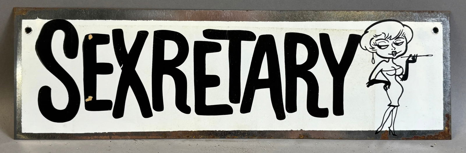 Sexretary SST Original NOS Original 1960s Humor Metal Advertising Sign (1 of 7)
