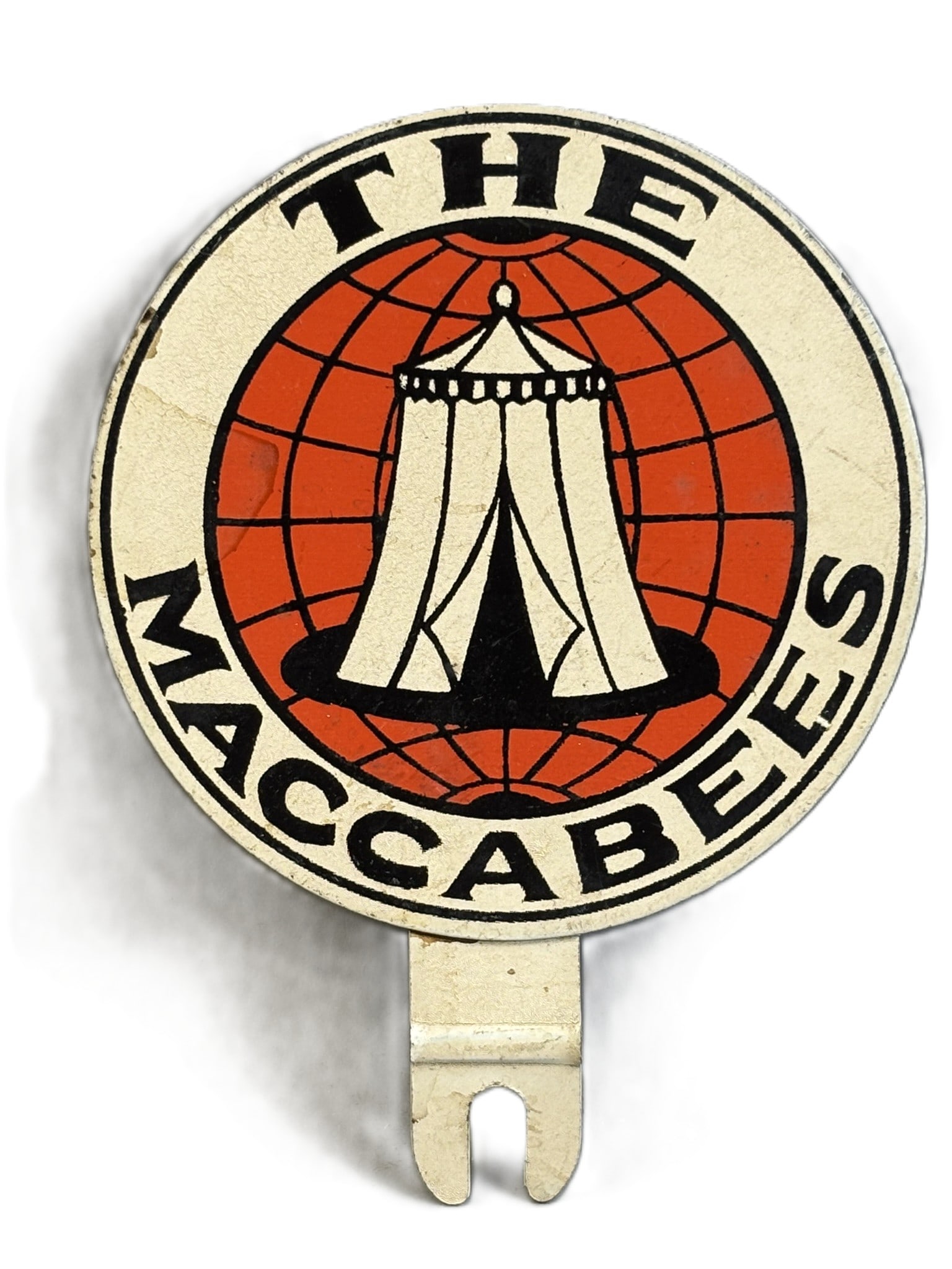 The Maccabees 1930s-40s Original Tin License Plate Topper Sign: 4" x 5.25"