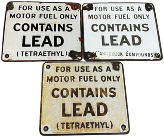 Lot 3 Contains Lead SSP Porcelain Gas Pump Signs