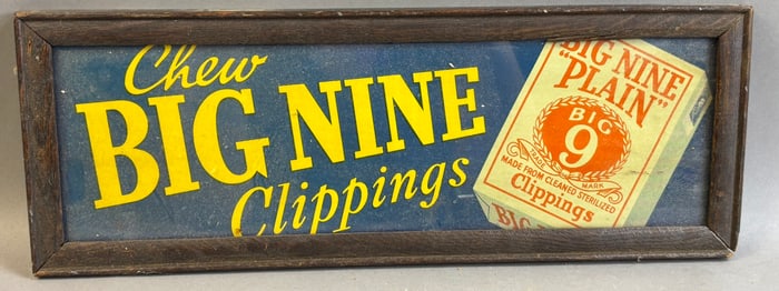 Chew Big Nine "Plain" Clippings Original Framed Paper Advertising Sign