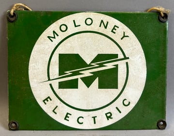 Moloney Electric SSP Porcelain Lightning Bolt Fence Advertising Sign