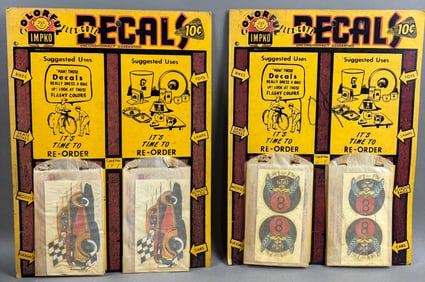 Pair Original 50s IMPKO Decal Store Displays w/ Cars & Magic 8 Ball