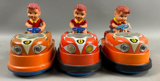 Lot 3 60s Tin Toy Battery Operated TN Nomura Speed Star Happy Drive Car