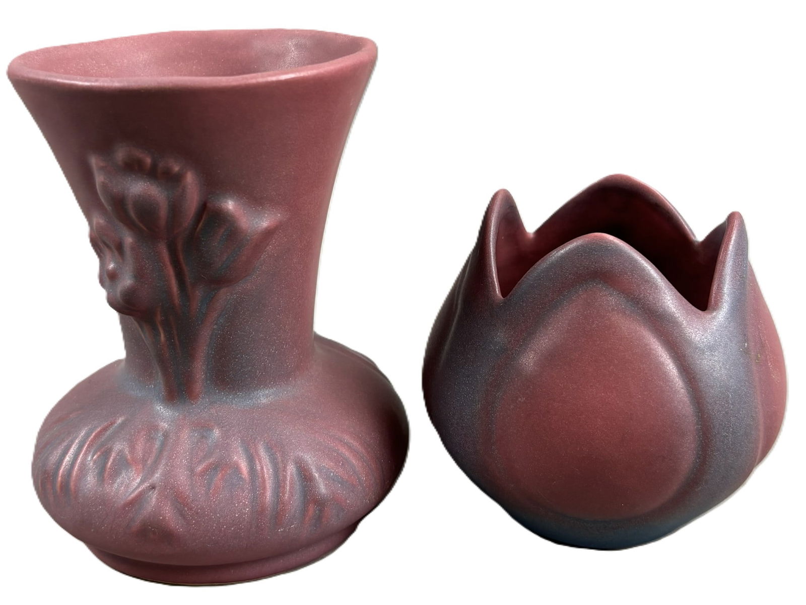 Pair Van Briggle Mulberry Anemone & Tulip Vase Art Pottery (1 of 8)