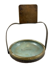 Antique Copper Arts & Crafts Green Porcelain Ashtray