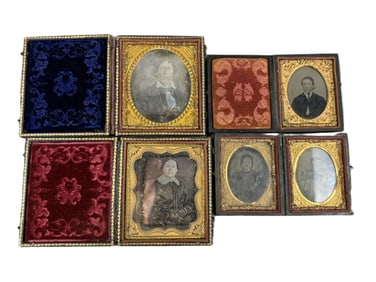 Lot 5 Antique 1860s-80s Ambrotype & Daguerrotype Cased Photographs