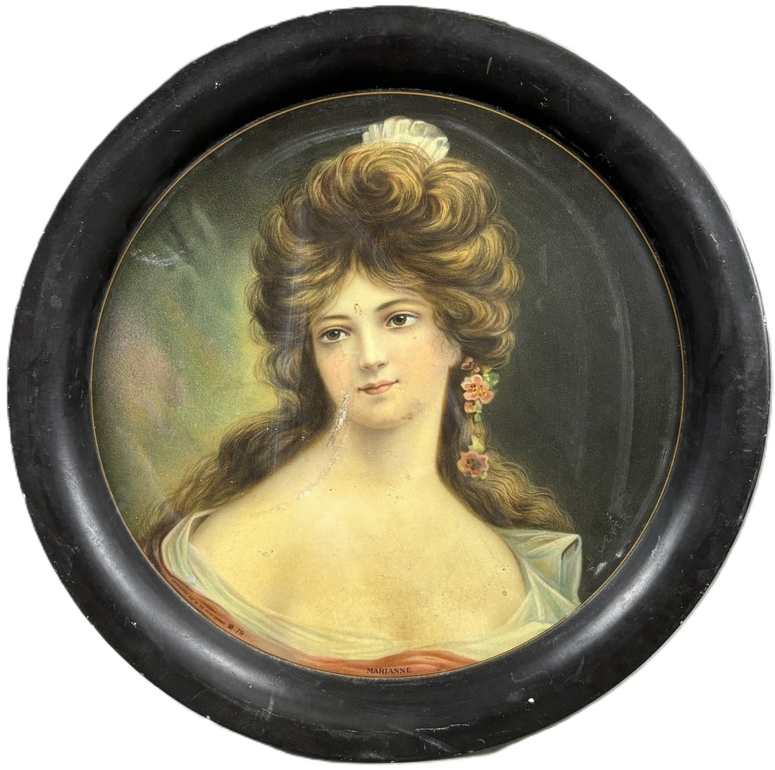Antique 13" Tin Litho Marianne Advertising Charger Plate (1 of 6)