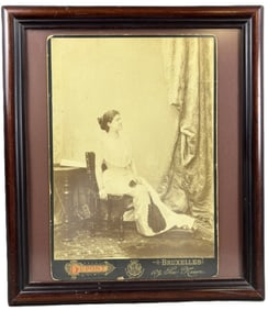 Antique Late 19th Century Bruxelles Dupont 17" Tall Victorian Woman Cabinet Photo