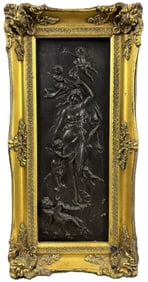 Francois Duquesnoy Neoclassical Venus & Cupid 1892 Paris Framed Bronze w/ Gilt Frame