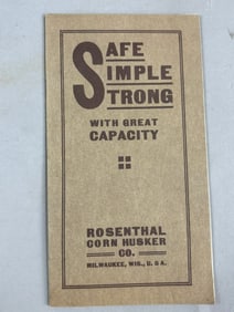 Rosenthal Corn Husker Milwaukee Wisconsin 19202s 35 Page Booklet