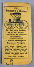 Emerson Vehicles Rockford Illinois 1890s Buggy Pocket Advertising Ledger