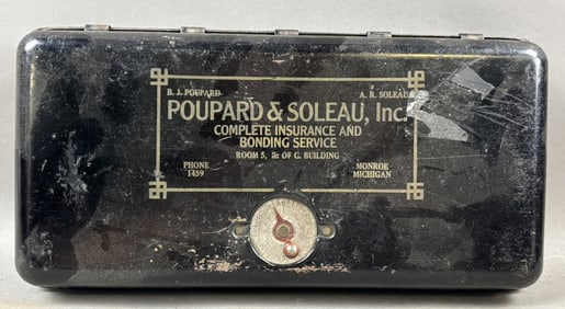 Poupard & Soleau Monroe Michigan Metal Bank Advertising Box