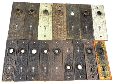 Antique Lot 16 (9) Cast Iron & (7) Solid Brass Door Plates