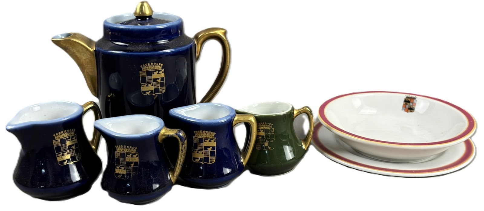 Lot 7 Book Cadillac Detroit Hotel Creamer Milk Pitcher Bowl & Plate Set Black Knight 1926 (1 of 16)