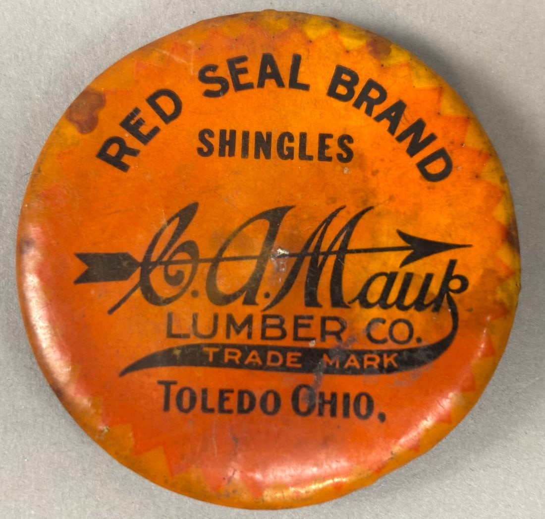 Red Seal Brand C.A. Mauk Lumber Co Toledo Ohio Advertising Celluloid Stone (1 of 3)