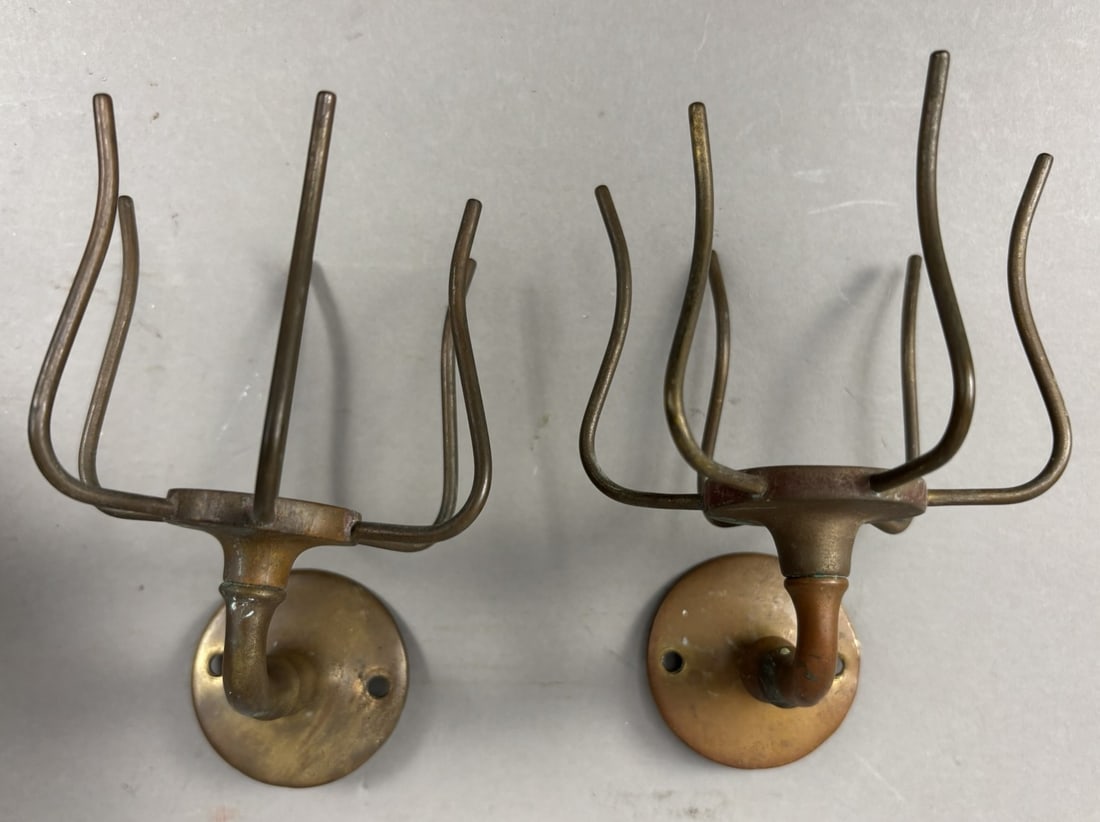Pair Copper & Brass Early 1900s Bathroom Vanity Wall Mounted Cup Holders (1 of 3)