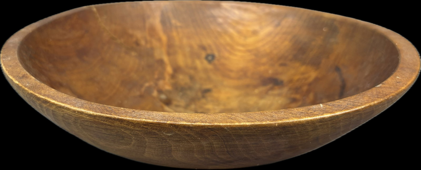 Antique 13" Early 1900s Wooden Bowl: 13" x 12.25" x 4"