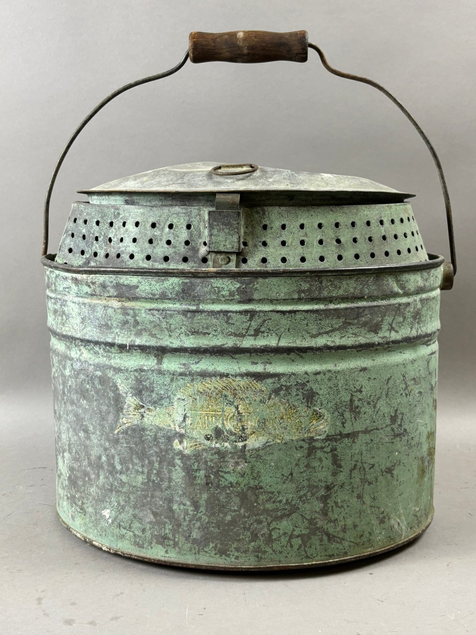 Antiqu Vtg Early 1900s-20s Falls City Submarine 10 Quart Minnow Bucket EX+ (1 of 9)