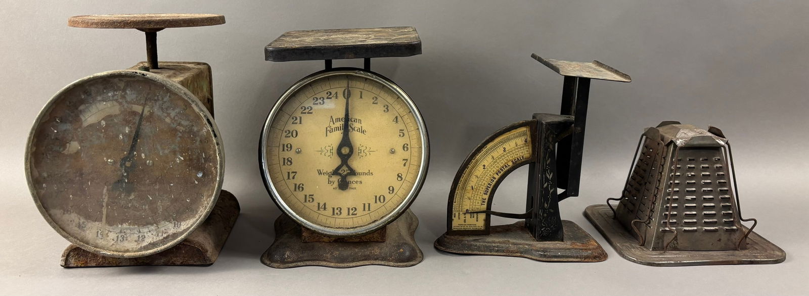 Antique Lot 3 Early Country Store Scales & Kitchen Grater (1 of 9)