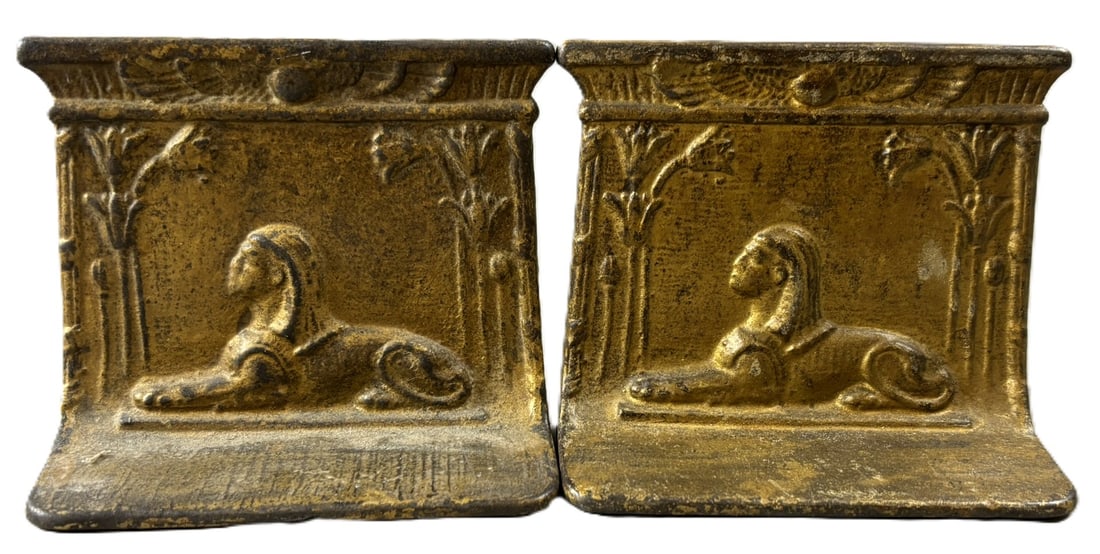 Antique Egyptian Revival Pair Brass Bronze Figrual Pharoah Bookends (1 of 6)