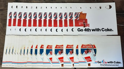 Lot 30 Go 4th w/ Coke Coca Cola Bottle Topper Advertising Cardstock Sign
