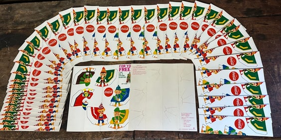 Lot 44 NOS Coca Cola Folding Christmas Decoration Santa & Elves