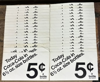 Lot 34 Coca Cola 5Cent 6 1/2 Oz Bottle Advertising Decal Signs