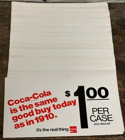 Lot 63 $1.00 Coca Cola The Real Thing Cardboard Advertising Sign