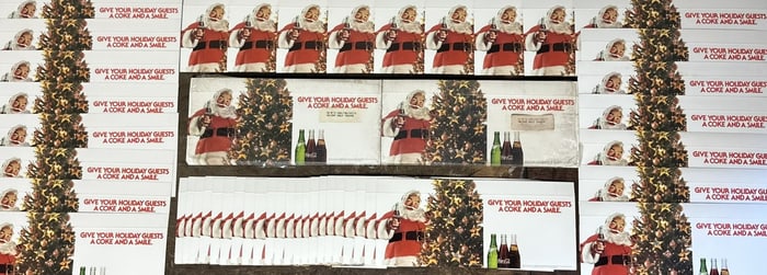 Lot 145 Coca Cola Peel Away Santa Holiday Smile Advertising Sign