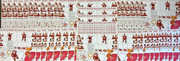 Seasons Greetings From Coca Cola Lot 50 Santa Cardstock Signs