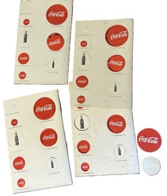 Lot 60 Original Coca Cola Button 50s Lick Stick Ems Stickers