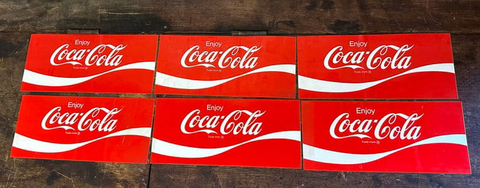 Lot 6 1970s Coca Cola 5.5"x12" Window Transfer Advertising Decals