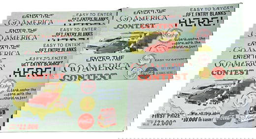 Lot 6 Enter The Go American Coca Cola Contest Advertising Paperstock Signs