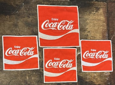 Lot 4 1970s Coca Cola Sew On Embroidered Clothing Patches