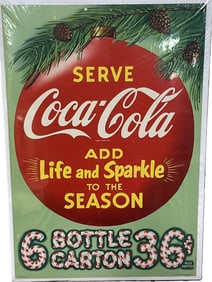 Serve Coca Cola Add Life & Sparkle To The Season Paper Advertising Sign Canada