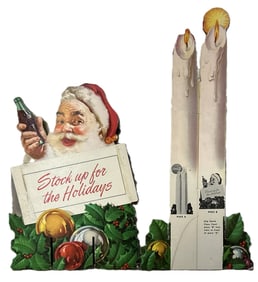 1952 Coca Cola Stock Up For The Holidays Cardboard Santa Claus Signs