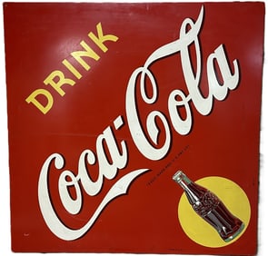 Drink Coca Cola Masonite 1944 Diamond Advertising Sign