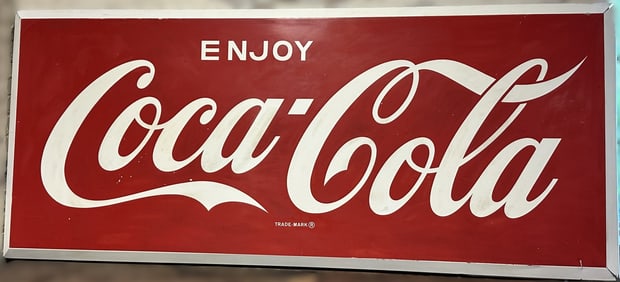 Enjoy Coca Cola 1960s 7' Billboard Metal Advertising Sign