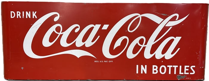 1955 Drink Coca Cola In Bottles DSP Porcelain Sled Advertising Signs