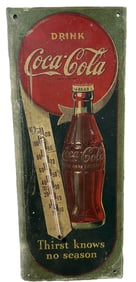 Thirst Knows No Season Drink Coca Cola Original Masonite 40s Thermometer