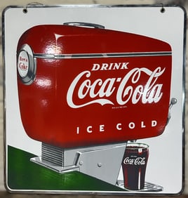 Drink Coca Cola DSP Porcelain Ice Cold Boat Motor Advertising Sign