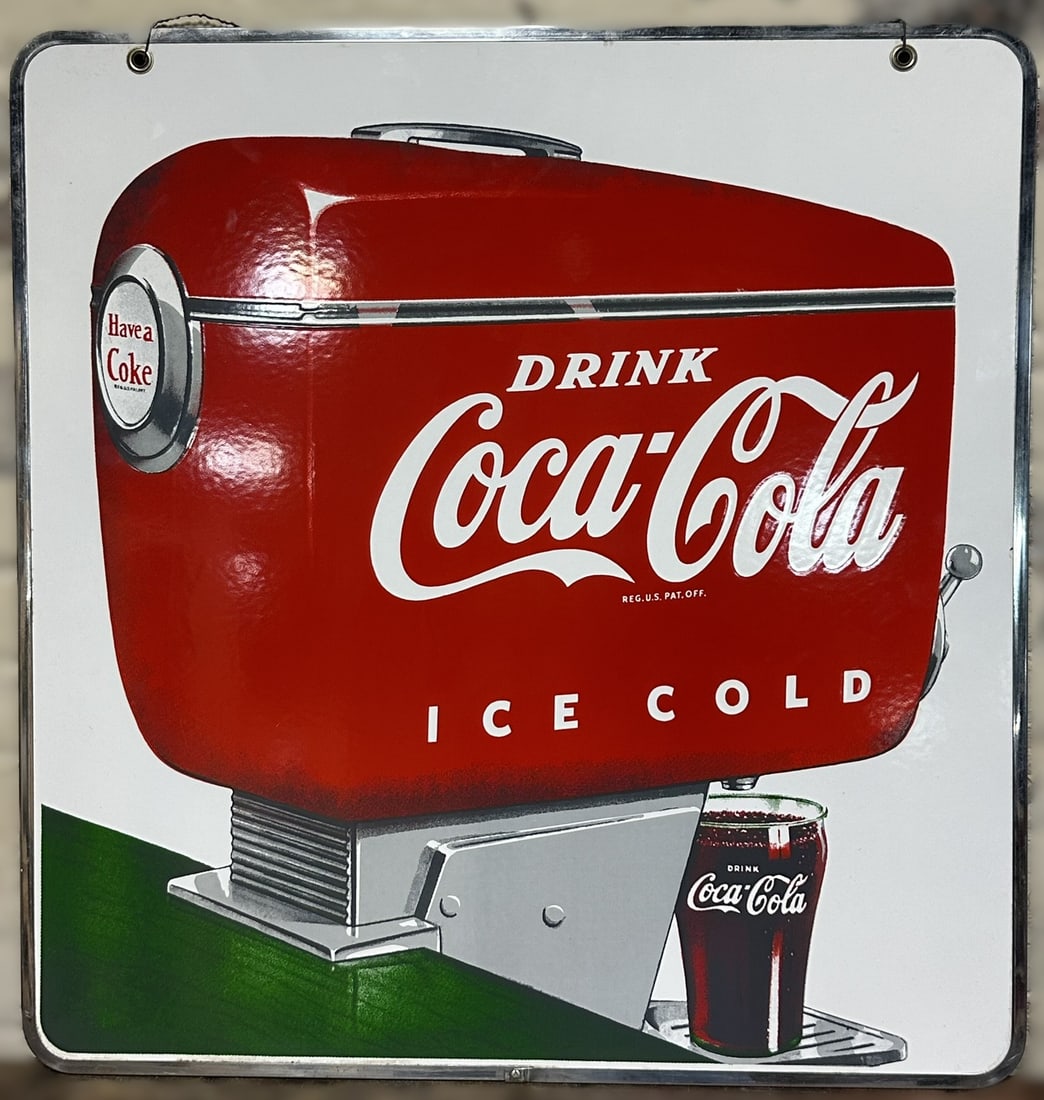 Drink Coca Cola DSP Porcelain Ice Cold Boat Motor Advertising Sign (1 of 9)