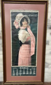 Rare Antique Coca-Cola 1914 "Betty" Framed & Matted Calendar