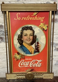 1941 Drink Coca-Cola So Refreshing Cardboard Lithograph w/ Original Kay Frame