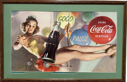 Good Pause Drink Coca Cola Cardboard Circus Acrobat Woman Advertising Sign