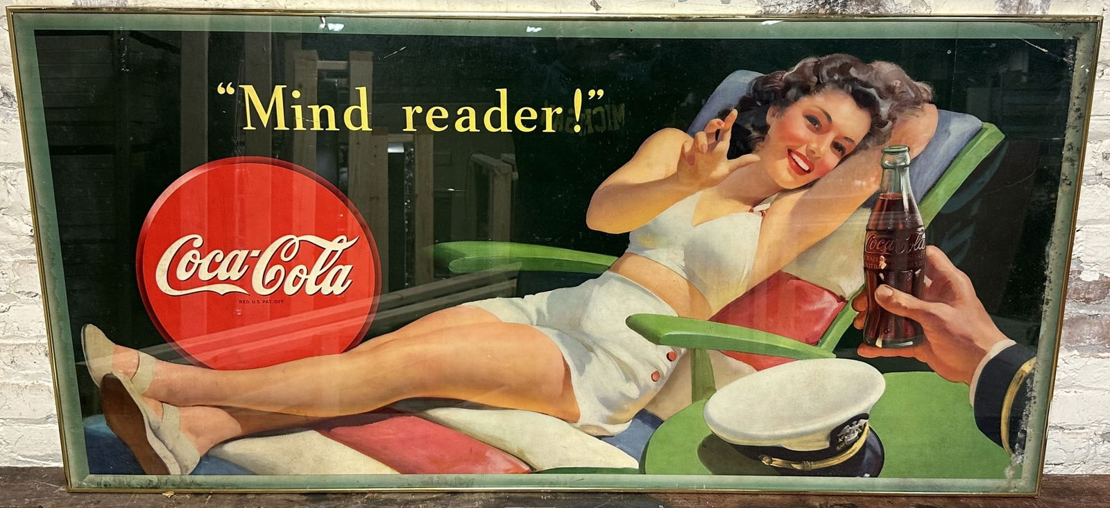 1944 Mind Reader Original Cardboard Advertising Sign w/ Beautiful Woman (1 of 11)