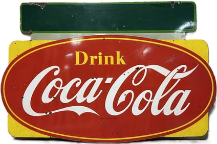 Drink Coca-Cola DSP 1930s Porcelain 5' Advertising Sign